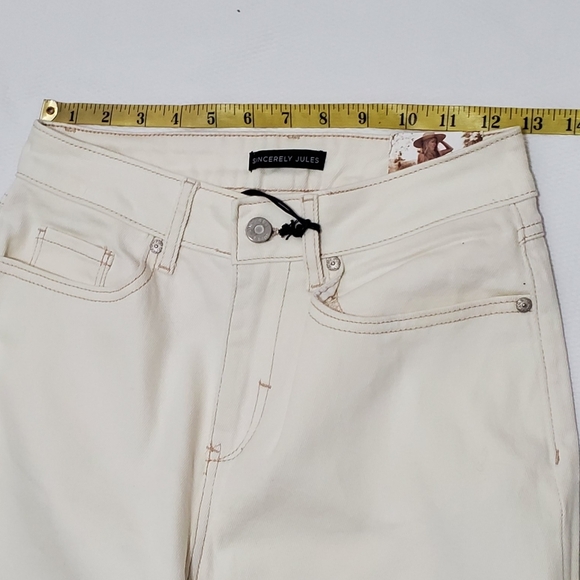 Sincerely Jules Super High Rise Wide Leg Jeans Ecru 25 Waist NEW - Picture 10 of 10